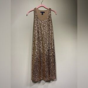 INC International Concepts Gold Sequin Dress with Matching Scarf M NWT